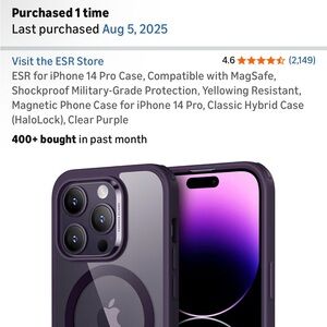 ESR Purple iPhone 14 Pro Case with MagSafe